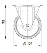 8478UAD125P62M - 200kg Fixed Plate 125mm Stainless Steel Polyurethane