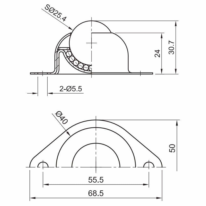 Ball Transfer Unit 30Kg Zinc Plated Steel
