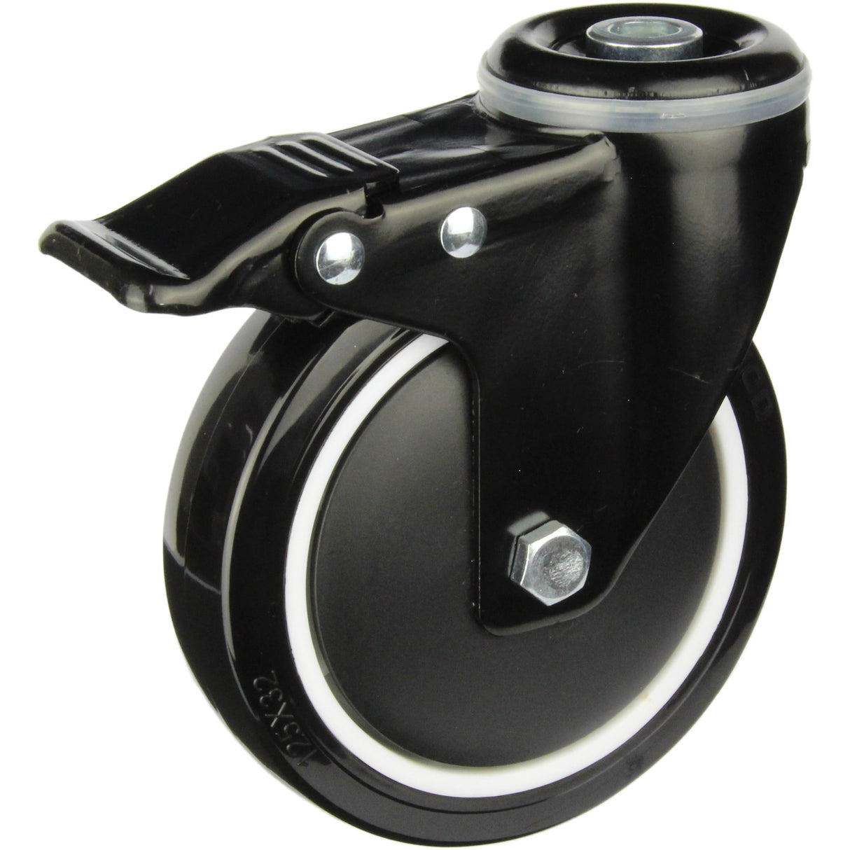 BPUQ125BHTB - 155 Kg Swivel Bolt Hole Total Brake 125mm Polyurethane