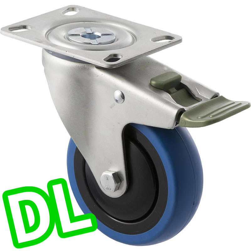 CBQ100G/MZPDL - 100 Kg Swivel Plate Direction Lock Only 100mm Blue Rubber