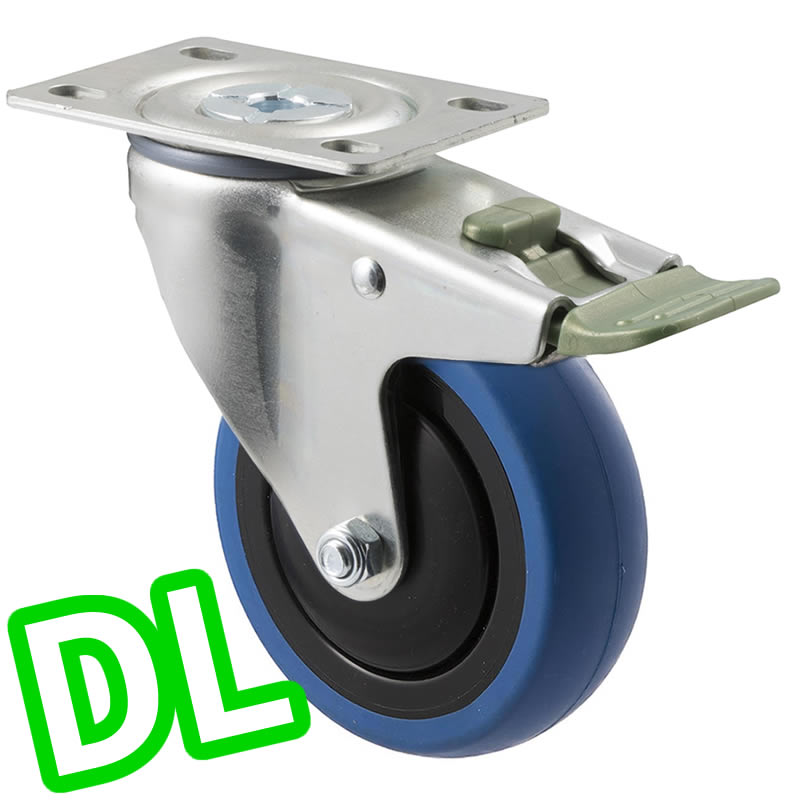 CBQ100G/MZPDL - 100 Kg Swivel Plate Direction Lock Only 100mm Blue Rubber
