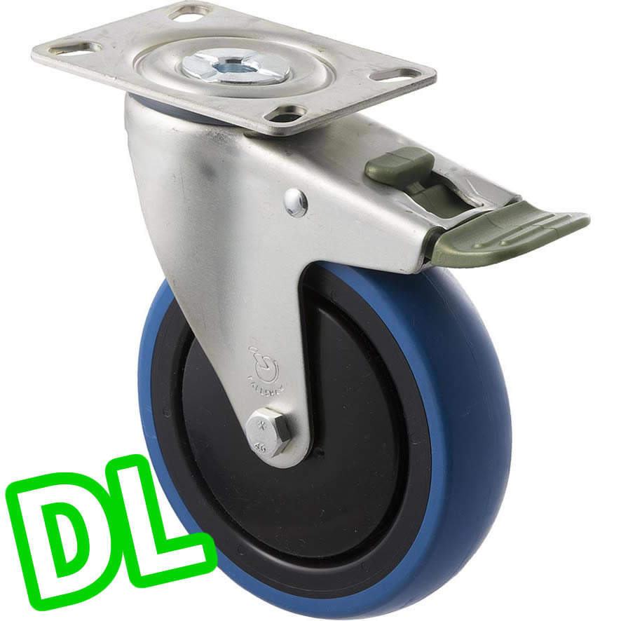 CBQ125G/MZPDL - 100 Kg Swivel Plate Direction Lock Only 125mm Blue Rubber