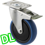 CBQ125G/MZPDL - 100 Kg Swivel Plate Direction Lock Only 125mm Blue Rubber