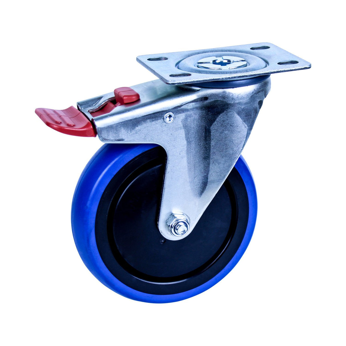 CBQ125G/MZPTB - 100 Kg Swivel Plate Total Brake 125mm Blue Rubber
