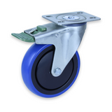 CBQ125G/MZPDL - 100 Kg Swivel Plate Direction Lock Only 125mm Blue Rubber