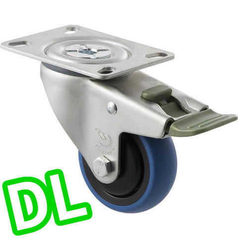 CBQ75G/MZPDL <span>85 Kg Swivel Plate <strong>Direction Lock Only</strong> 75mm Blue Rubber</span>