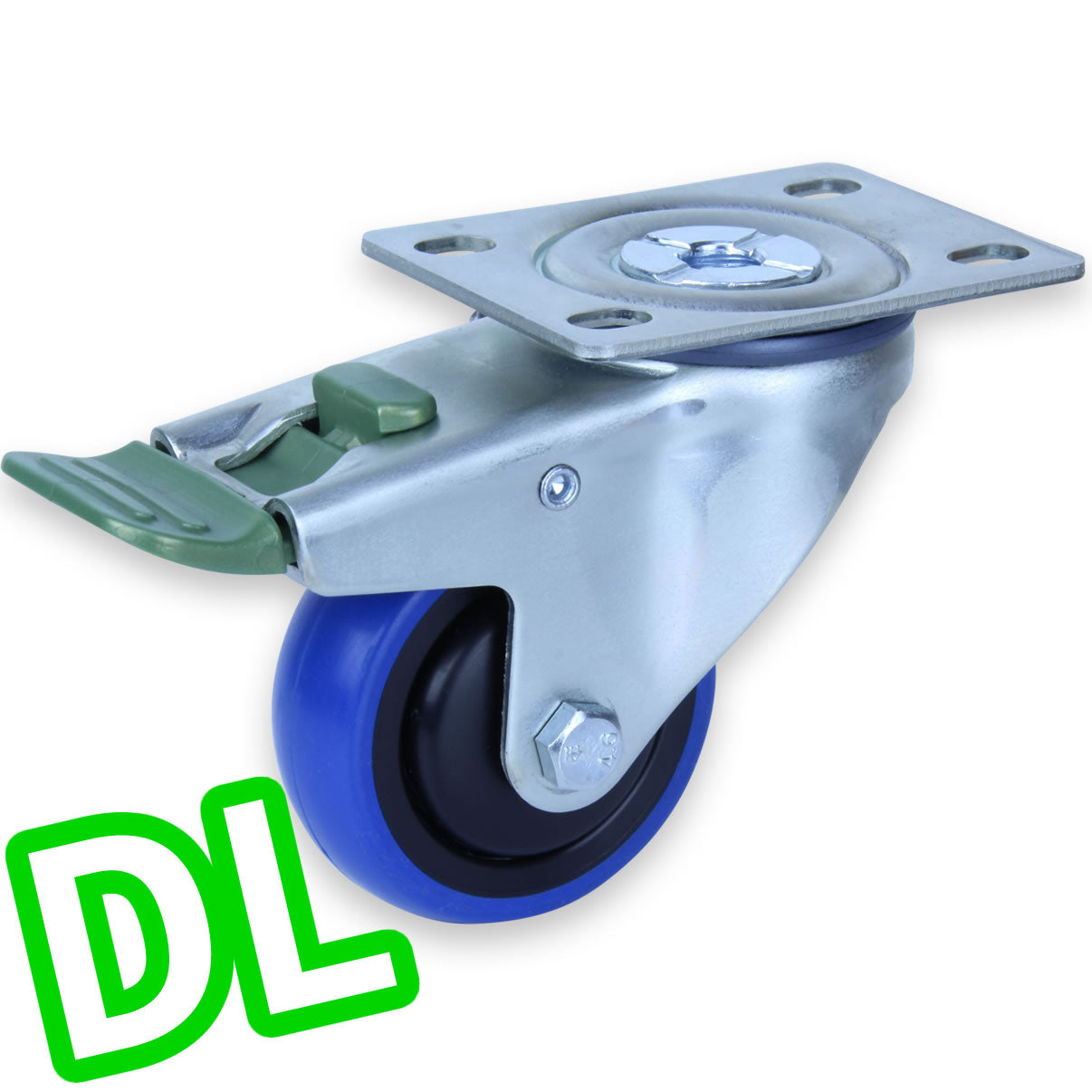 CBQ75G/MZPDL - 85 Kg Swivel Plate Direction Lock Only 75mm Blue Rubber