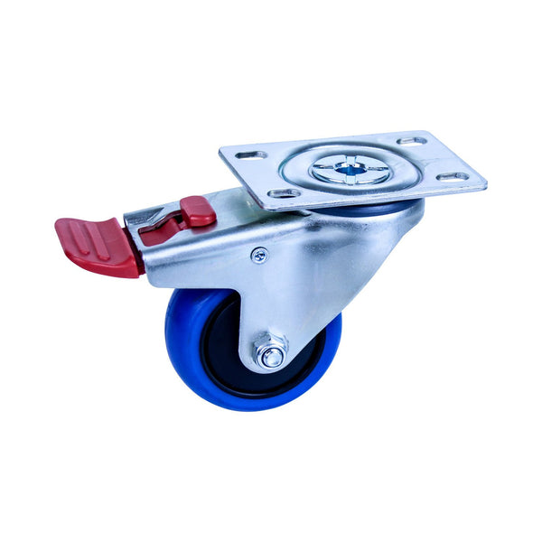 CBQ75G/MZPTB <span>85 Kg Swivel Plate Total Brake 75mm Blue Rubber</span>