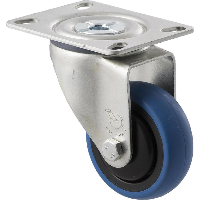 CBQ75G/MZP - 85 Kg Swivel Plate 75mm Blue Rubber