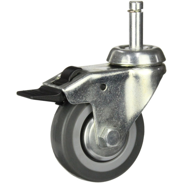 CTCGRQ75BHTB<span>60 Kg C11 Stem Swivel Total Brake 75mm Grey Rubber Cleaning Trolley Castor</span>