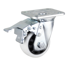 HIN4SB-WNQ - 300 kg Swivel Plate Total Brake 100mm White Nylon