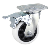 HIN5SB-WNQ - 360 Kg Swivel Plate Total Brake 125mm White Nylon