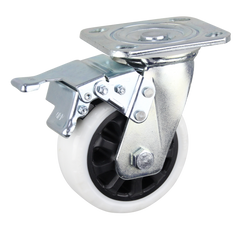 HIN5SB-WNQ - 360 kg Swivel Plate Total Brake 125mm White Nylon