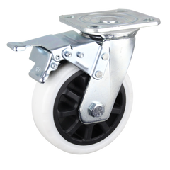 HIN6SB-WNQ - 430 kg Swivel Plate Total Brake 150mm White Nylon