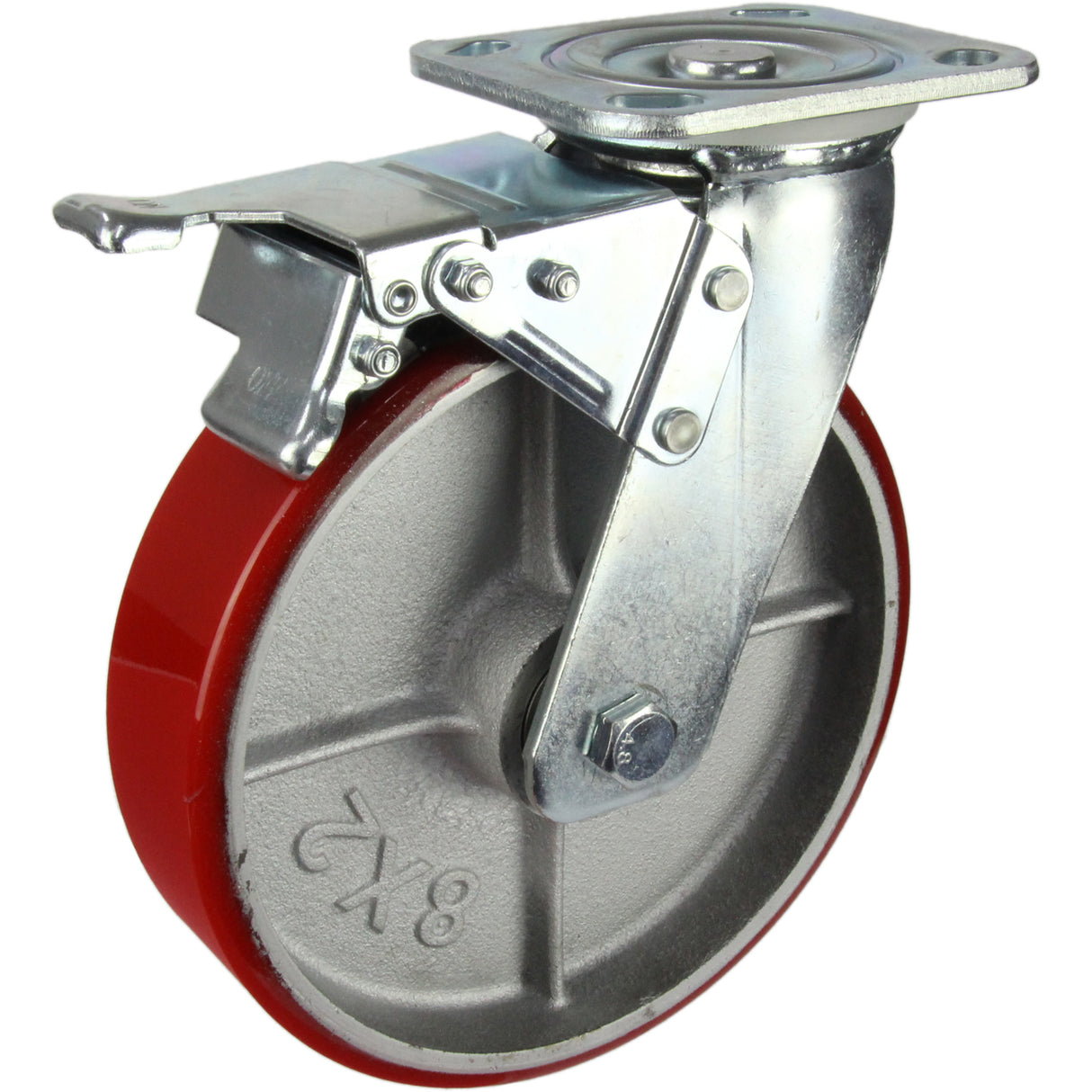 HIN8SB-CIPU - 450 Kg Swivel Plate Total Brake 200mm Polyurethane