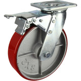 HIN8SB-CIPU - 450 Kg Swivel Plate Total Brake 200mm Polyurethane