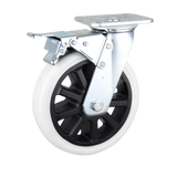 HIN8SB-WNQ - 480 Kg Swivel Plate Total Brake 200mm White Nylon