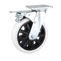 HIN8SB-WNQ - 480 kg Swivel Plate Total Brake 200mm White Nylon