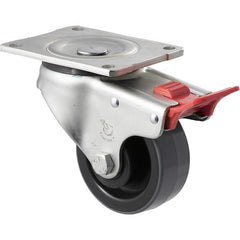 HUR100/OZPTB - 400 kg Swivel Plate Total Brake 100mm Polyurethane