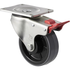 HUR125/OZPTB - 400 kg Swivel Plate Total Brake 125mm Polyurethane