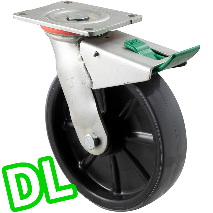 HUR200/HZPDL - H SERIES 500 Kg Swivel Plate Direction Lock Only 200mm Polyurethane