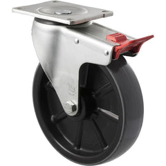 HUR200/OZPTB - 500 kg Swivel Plate Total Brake 200mm Polyurethane