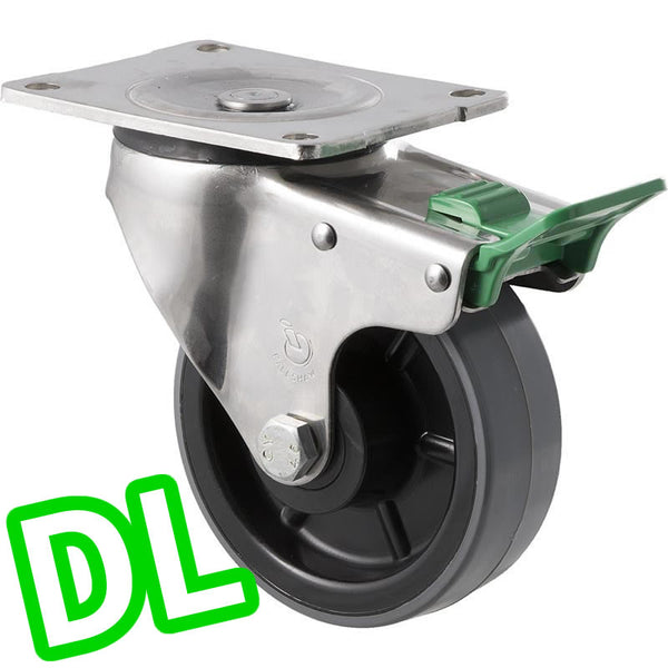 HUS125/OSPDL <span>350 Kg Stainless Steel Swivel Plate <strong>Direction Lock Only</strong> 125mm Polyurethane</span>