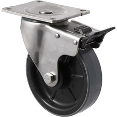 HUS150/OSPTB - 450 kg Stainless Steel Swivel Plate Total Brake 150mm Polyurethane