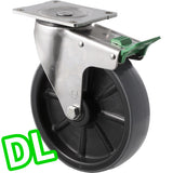 HUS200/OSPDL - 500 Kg Stainless Steel Swivel Plate Direction Lock Only 200mm Polyurethane