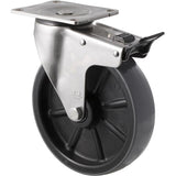 HUS200/OSPTB - 450 Kg Stainless Steel Swivel Plate Total Brake 200mm Polyurethane