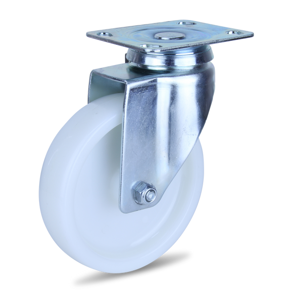 MZWNA125S <span>120 Kg Swivel Plate 125mm White Nylon</span>