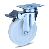 MZWNA125STB - 120 Kg Swivel Plate Total Brake 125mm White Nylon