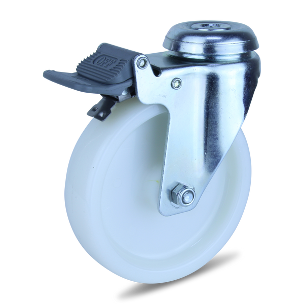 MZWNA125BHTB <span>120 Kg Bolt-Hole Total Brake 125mm White Nylon</span>