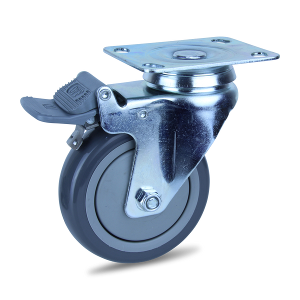 MZPUQ100STB <span>100 Kg Swivel Plate Total Brake 100mm Polyurethane</span>