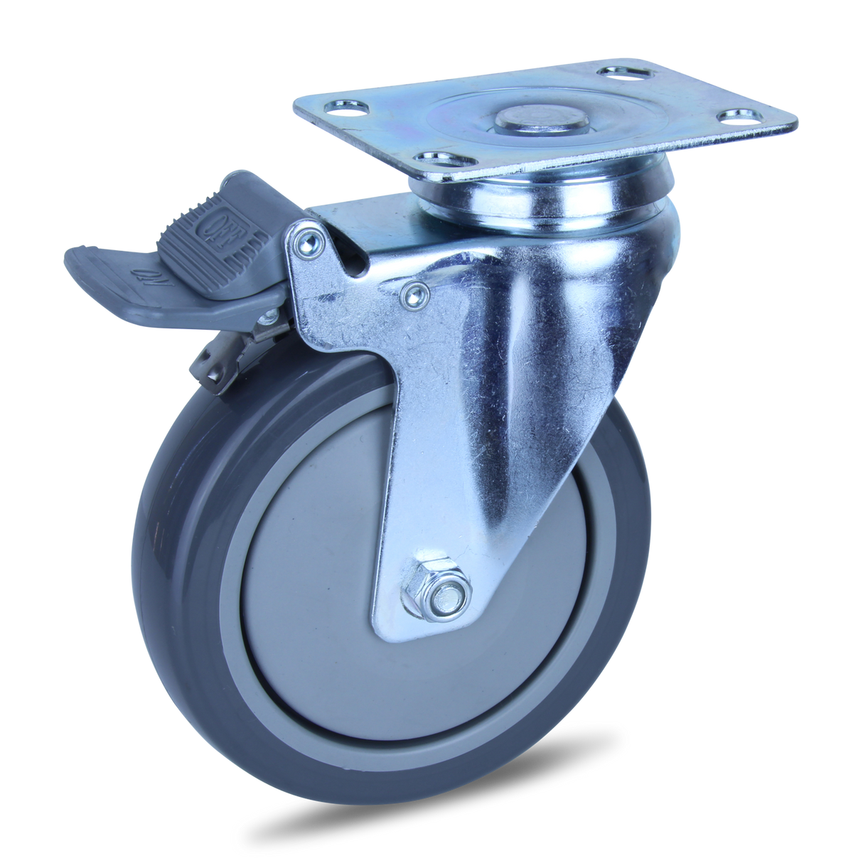 MZPUQ125STB - 120 Kg Swivel Plate Total Brake 125mm Polyurethane