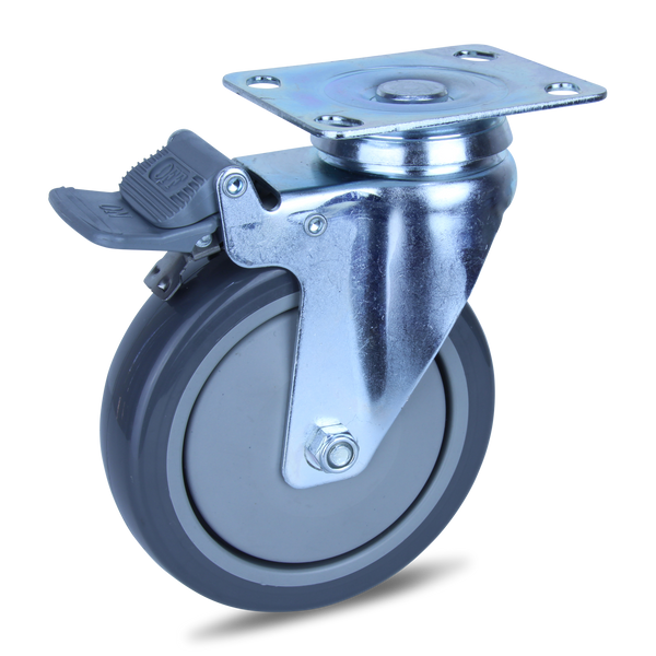 MZPUQ125STB <span>120 Kg Swivel Plate Total Brake 125mm Polyurethane</span>