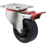 JBR100/JZPTB - 150 Kg Swivel Plate Total Brake 100mm Blue Rubber
