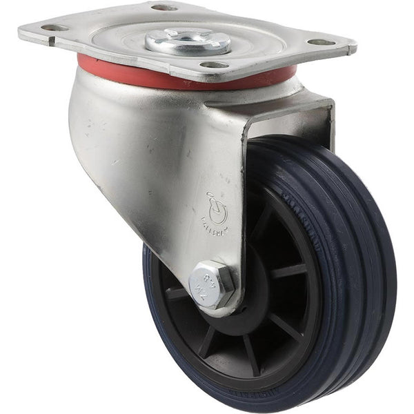 JBR100/JZP <span>150 Kg Swivel Plate 100mm Blue Rubber</span>