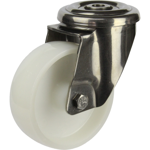 JSH10035-NNP <span>220 Kg Bolt-Hole 100mm Stainless Steel White Nylon</span>