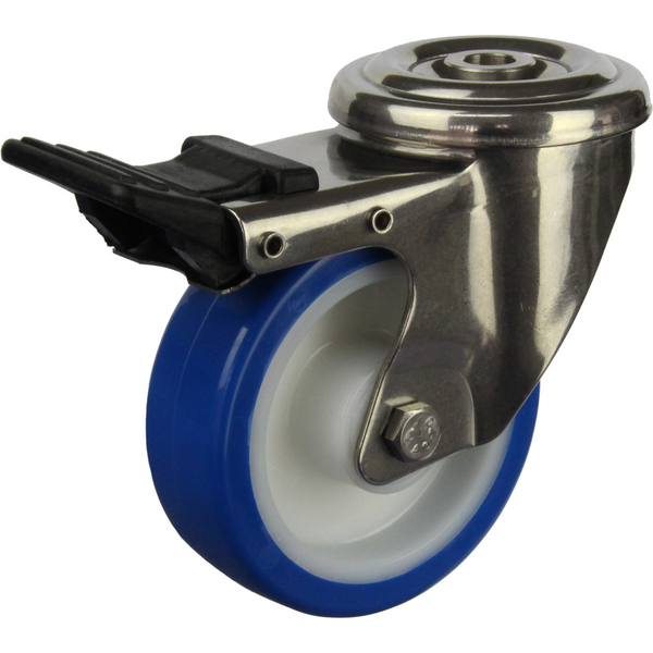 JSHT10035-UENR <span>220 Kg Bolt-Hole Total Brake 100mm Stainless Steel Rebound Polyurethane</span>