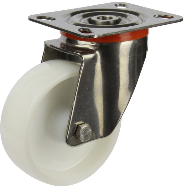 JSS10035-NNR <span>220 Kg Swivel Plate 100mm Stainless Steel White Nylon</span>