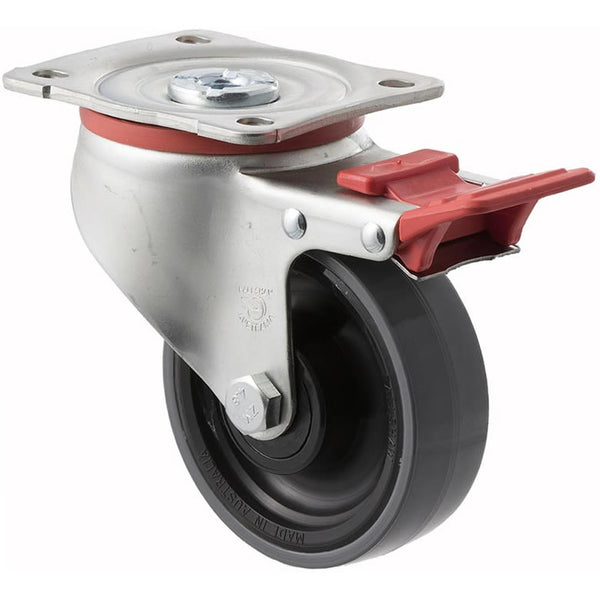 JUR100/JZPTB <span>300 Kg Swivel Plate Total Brake 100mm Polyurethane</span>