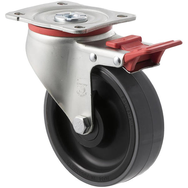 JUR125/JZPTB <span>300 Kg Swivel Plate Total Brake 125mm Polyurethane</span>