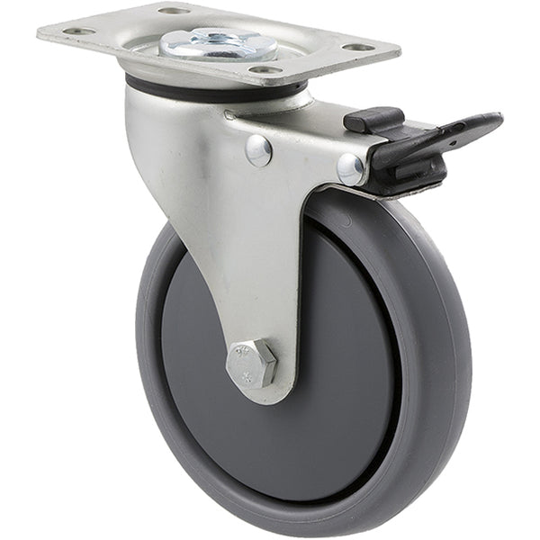 KJA100G/KZPTB <span>50 Kg Swivel Plate Total Brake 100mm Grey TPE</span>