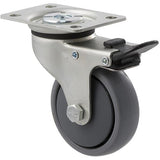 KJQ75G/KZPTB - 50 Kg Swivel Plate Total Brake 75mm Grey TPE