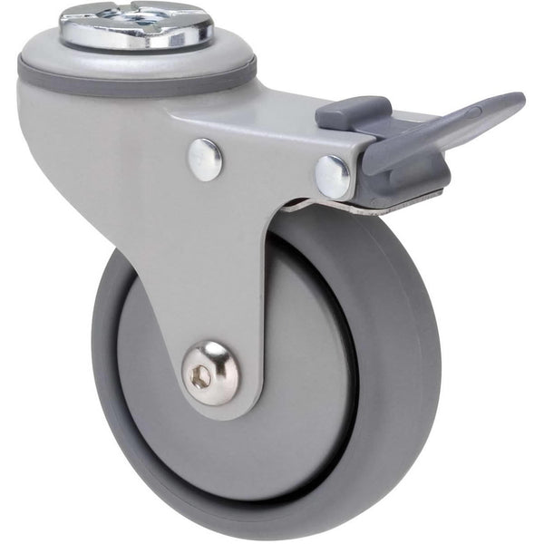 KJQ75GSL - KJQ75G/KPHTBSL <span>50 Kg Bolt-Hole Total Brake 75mm Grey TPE w/ Silver Thread Guard</span>
