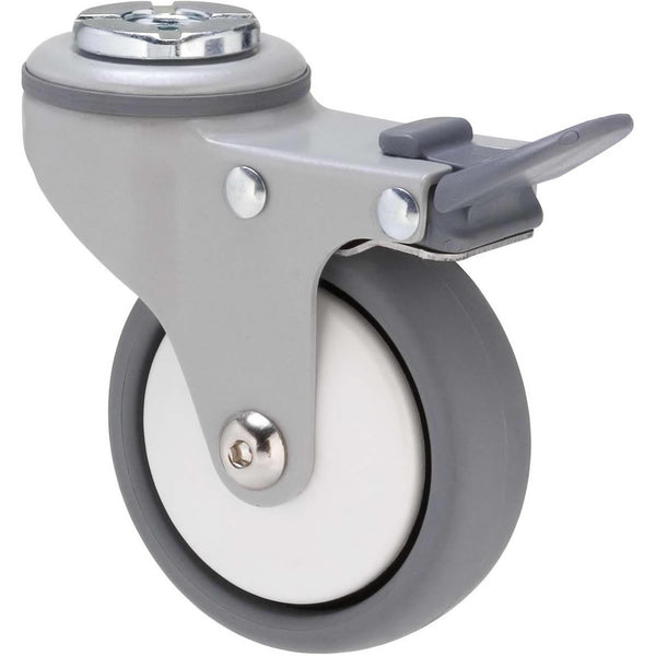 KJQ75GWT - KJQ75G/KPHTBWT <span>50 Kg Bolt-Hole Total Brake 75mm Grey TPE w/ White Thread Guard</span>