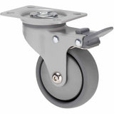 KJQ75GSL - KJQ75G/KPPTBSL 50 Kg Swivel Plate Total Brake 75mm Grey TPE w/ Silver Thread Guard