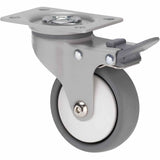 KJQ75GWT - KJQ75G/KPPTBWT 50 Kg Swivel Plate Total Brake 75mm Grey TPE w/ White Thread Guard