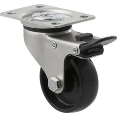 KNN65/KZPTB - 50 kg Swivel Plate Total Brake 65mm Black Nylon